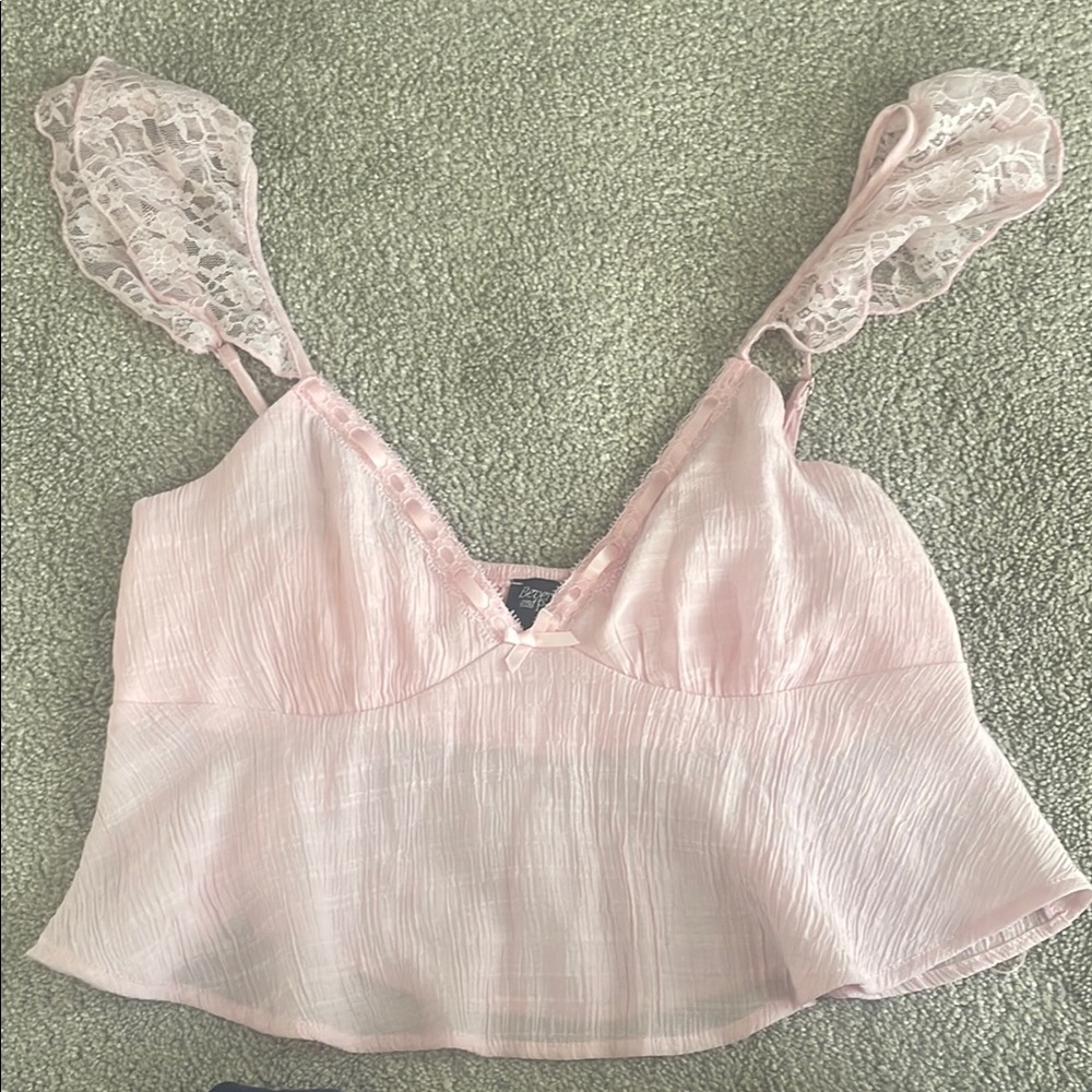 Pink Lace Strap Top
